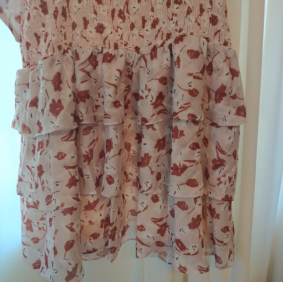 NEW Minkpink Elena Mini Dress Size Extra Large Brown Floral Ruche Ruffle XL - Picture 9 of 13